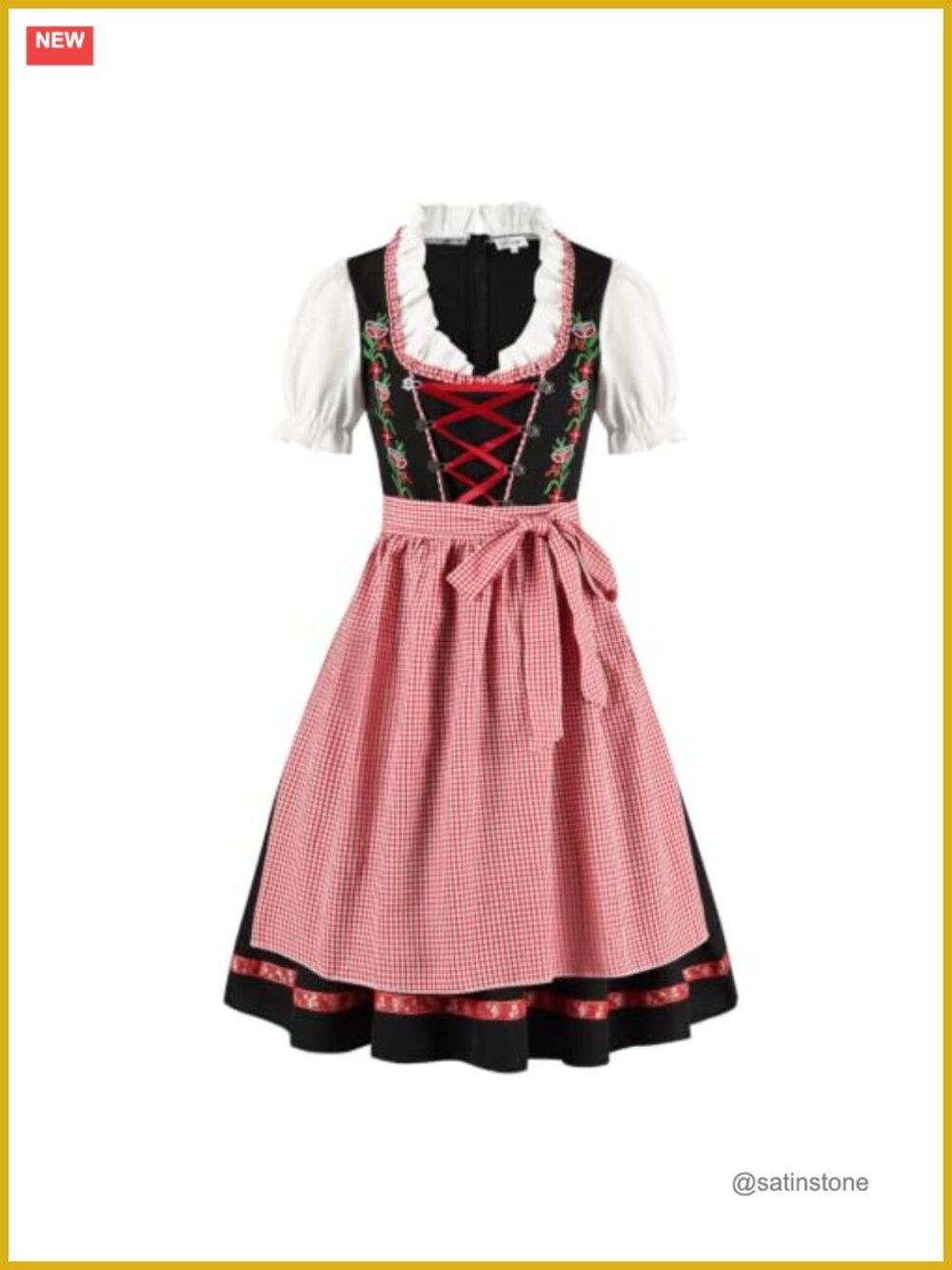 Oktoberfest Dirndl Dress Women 2pc Bavarian German Costume Polyester